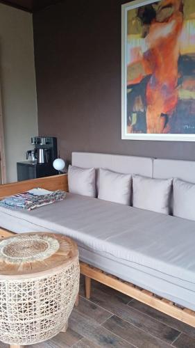 a couch with pillows and a table in a room at Wanagiri Reserve in Gitgit