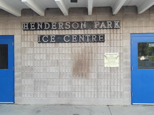 a sign on the side of a recreation park ice centre at Centrally Located Southside Private Basement Suite in Lethbridge
