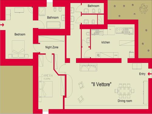 a floor plan of a house at Gorgeous Apartment with Pool near Sibillini Mountains in Monte San Martino
