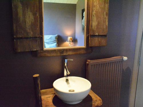a bathroom with a sink and a mirror at Forest Cottage, Jehonville in Jehonville
