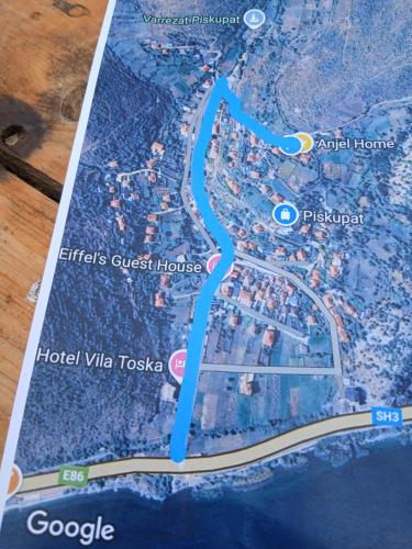 a map of a guest house on a google map at anjel home in Piskupat