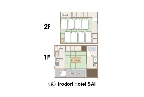 a floor plan of the hotel ideal hotel sa at Irodori Hotel SAI in Fukuoka