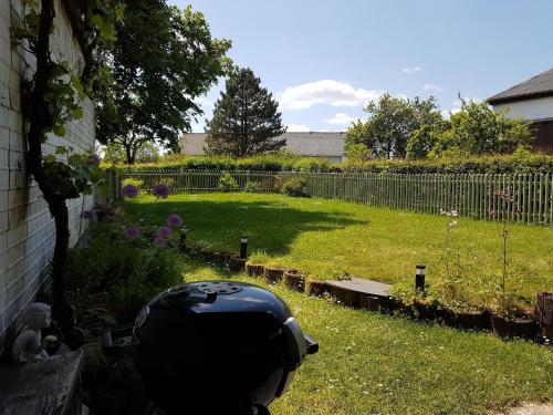 a garden with a grill in the yard at Rühlen Schneifel Escape in Auw