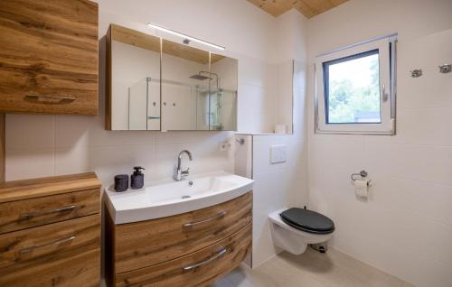 a bathroom with a sink and a toilet and a window at 2 Bedroom Nice Home In Kirchfidisch in Kirchfidisch