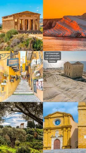 a collage of photos of buildings and a clock tower at Acchiappasogni in Agrigento