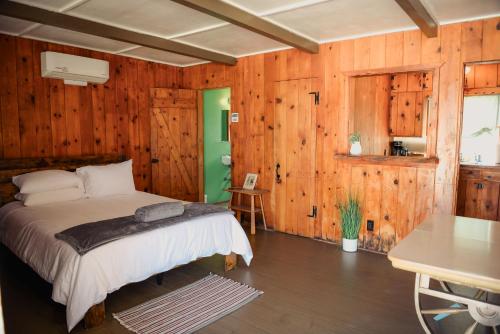 Katil atau katil-katil dalam bilik di Room 7 - Downtown Joshua Tree Motel - Pet Friendly - Walk to Shops & Visitor Center, Minutes to Park Entrance