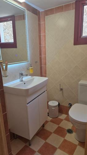 a bathroom with a sink and a toilet at Lithino in Líthion