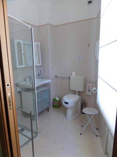 a small bathroom with a toilet and a sink at Pergola Rooms in Tolmezzo