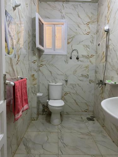 a bathroom with a toilet and a sink at ڤيلا في الساحل الشمالي in Borg El Arab