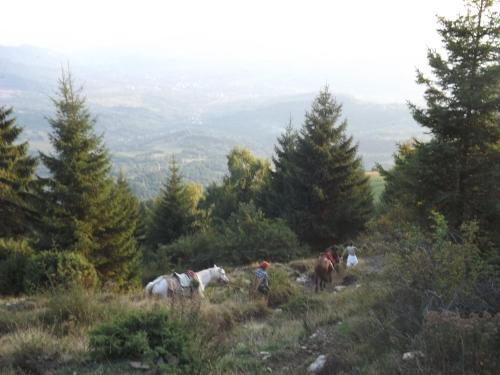 a group of people riding horses on a hill at Casa Matteo in Arefu