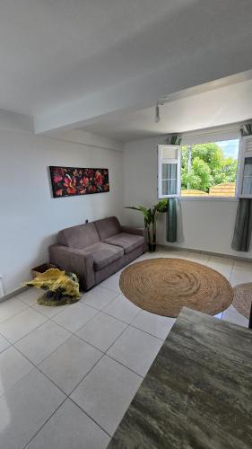 a living room with a couch and a table at Appartements Des Roses in Le Lamentin