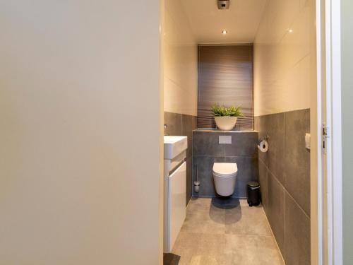a bathroom with a toilet and a sink at Eibergen s Holiday Haven in Eibergen