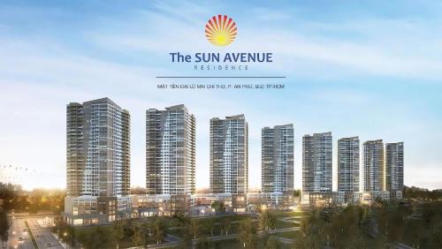 a group of tall buildings in a city at The Sun Avenue Apartment Moonlight in Ho Chi Minh City