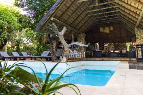 a swimming pool in a resort with a pavilion at Ezulwini Game Lodges in Balule Game Reserve