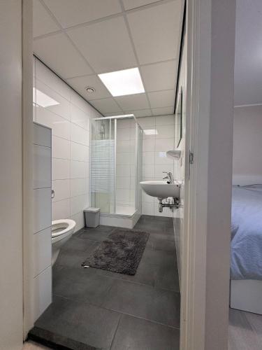 ein Badezimmer mit Waschbecken und Toilette in der Unterkunft Getferweg 50-2 City Appartement in Enschede