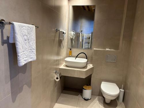 a bathroom with a sink and a toilet at Chiko Group in Aspindza
