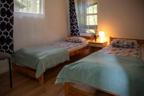Una cama o camas en una habitación de Nova Mazury