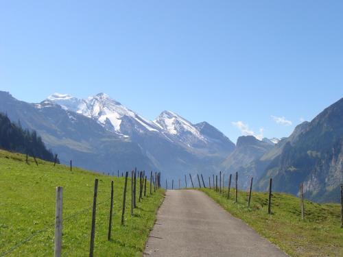 a dirt road with mountains in the background at Nature Escape in Kander Valley in Kandergrund