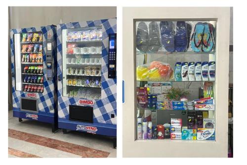 a refrigerator filled with lots of food and drinks at Capital O Nueva York, Guadalajara centro downtown in Guadalajara