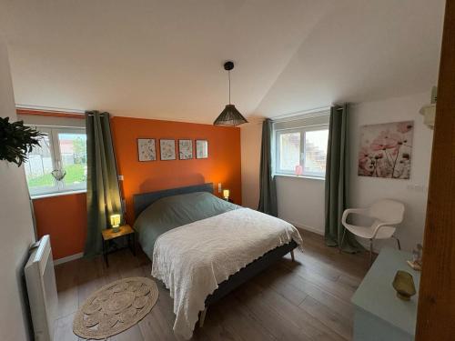 Ένα ή περισσότερα κρεβάτια σε δωμάτιο στο Charming Alsatian house