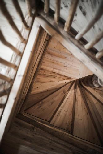 an overhead view of a wooden door in a building at Huberhof in Fiè