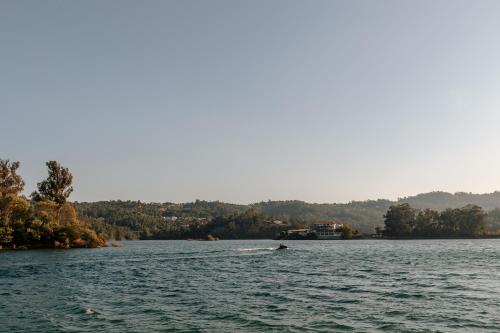 a person on a boat in the water at Alma-Rio Room 3 by Mycelia in Tomar