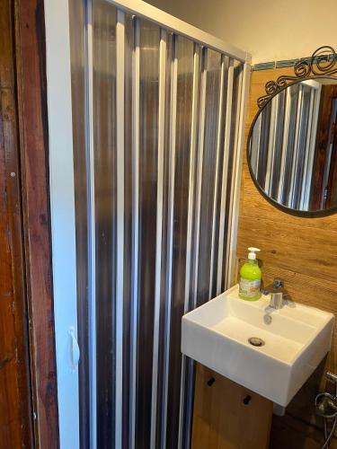 a bathroom with a sink and a shower at Rustichello G&P Tuscany in Lorenzana