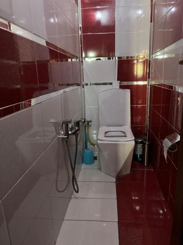 a bathroom with a toilet and a sink at Sheki Modern Guest Home in Sheki