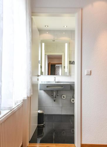 a bathroom with a sink and a mirror at Gasthof Rebstock in Friedrichshafen
