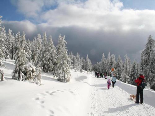 a group of people walking in the snow at Luxuriöser Wellnessaufenthalt in Elend in Elend
