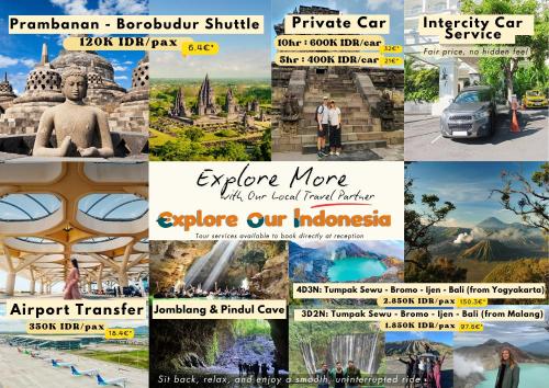 a collage of photos of different places in indonesia at Snooze in Yogyakarta