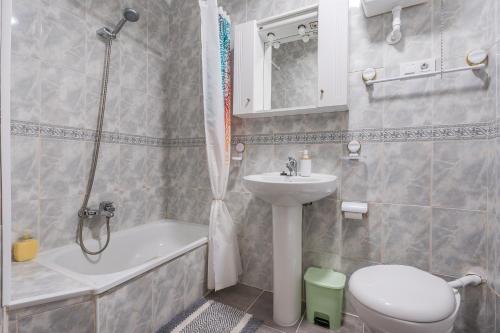 a bathroom with a sink and a toilet and a shower at Alicia's House in Granada
