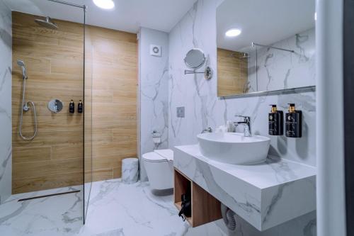 Koupelna v ubytování ARIS Boutique Hotel & SPA