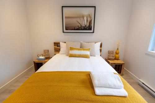 Ένα ή περισσότερα κρεβάτια σε δωμάτιο στο New chalet with spa and sauna - Le NaturOzen