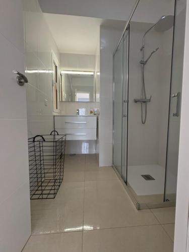 a bathroom with a shower and a sink at Edificio Sierra, 35 in Los Cristianos