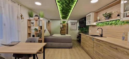 Kuchyň nebo kuchyňský kout v ubytování Appartment-Ferienwohnung mit Küche, Bad, WLAN, Klimaanlage, Modern eingerichtet