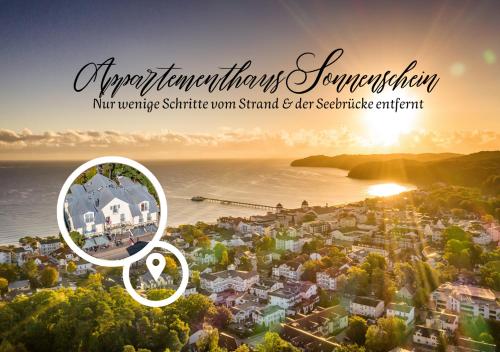 a picture of a city with a magnifying glass at Appartementhaus Sonnenschein - 250m zum Strand im Zentrum von Binz in Binz