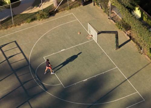 an overhead view of a person on a basketball court at Fodele Beach Water Park Resort in Fodele