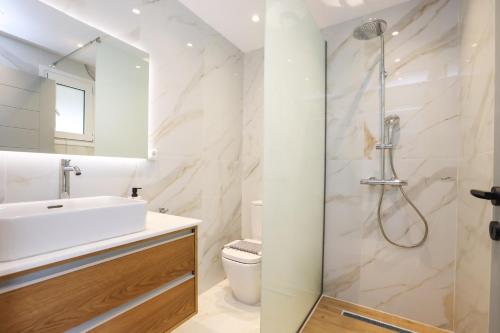 Koupelna v ubytování Casa Aretousa 1886