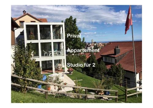 aterior view of a house with aterior apartment and a studio turn at Ferienwohnung Hälmli in Heiden