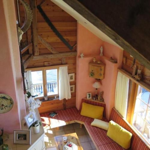 an overhead view of a living room in a house at Haus 116A in Tarasp