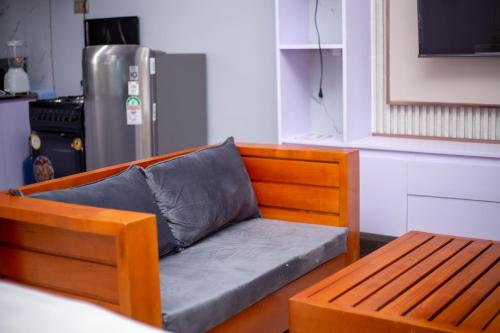 Ein Sitzbereich in der Unterkunft Spea Apartments