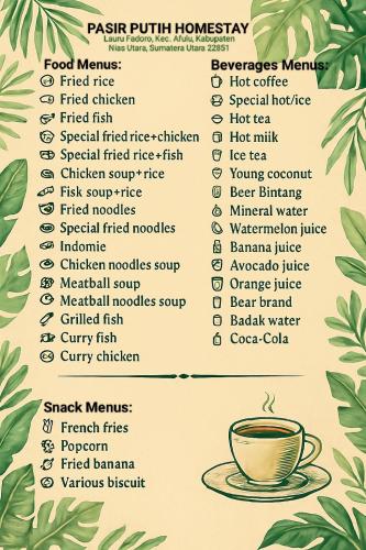 AfuluPasir Putih Afulu Homestay的一杯茶不再只是一杯咖啡