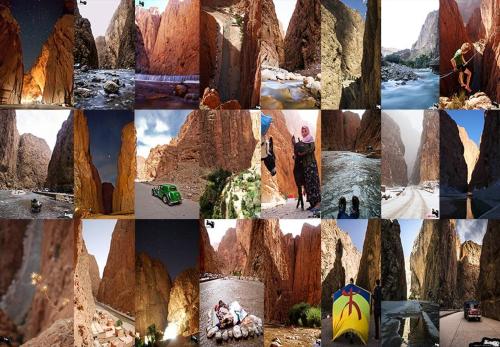 a collage of photos of mountains and people at Maison d'Hôte Valentine in Tinerhir