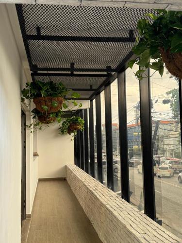 a balcony with potted plants on the side of a building at Caonabo35 Santo Domingo 208 in Santo Domingo