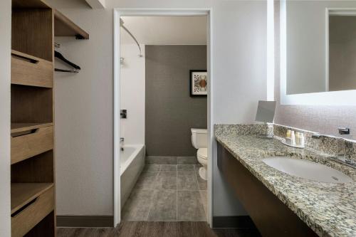 a bathroom with a sink and a toilet at Courtyard Fort Worth Downtown/Blackstone in Fort Worth