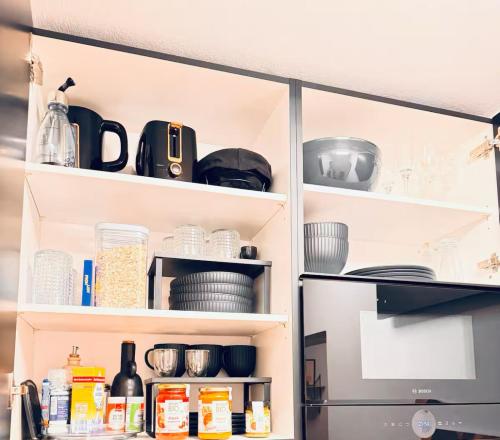Kuchyň nebo kuchyňský kout v ubytování Urban Nest Neheim