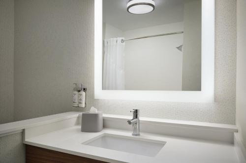a bathroom with a white sink and a mirror at Holiday Inn Express & Suites Brunswick by IHG in Brunswick