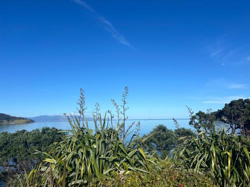 a view of the water from the shore at Tipi and Bobs Waterfront Lodge in Tryphena