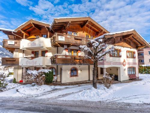 a house in the snow with a tree in front at Oberleitner L in Brixen im Thale